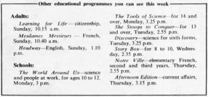 Other educational programmes, from page 7